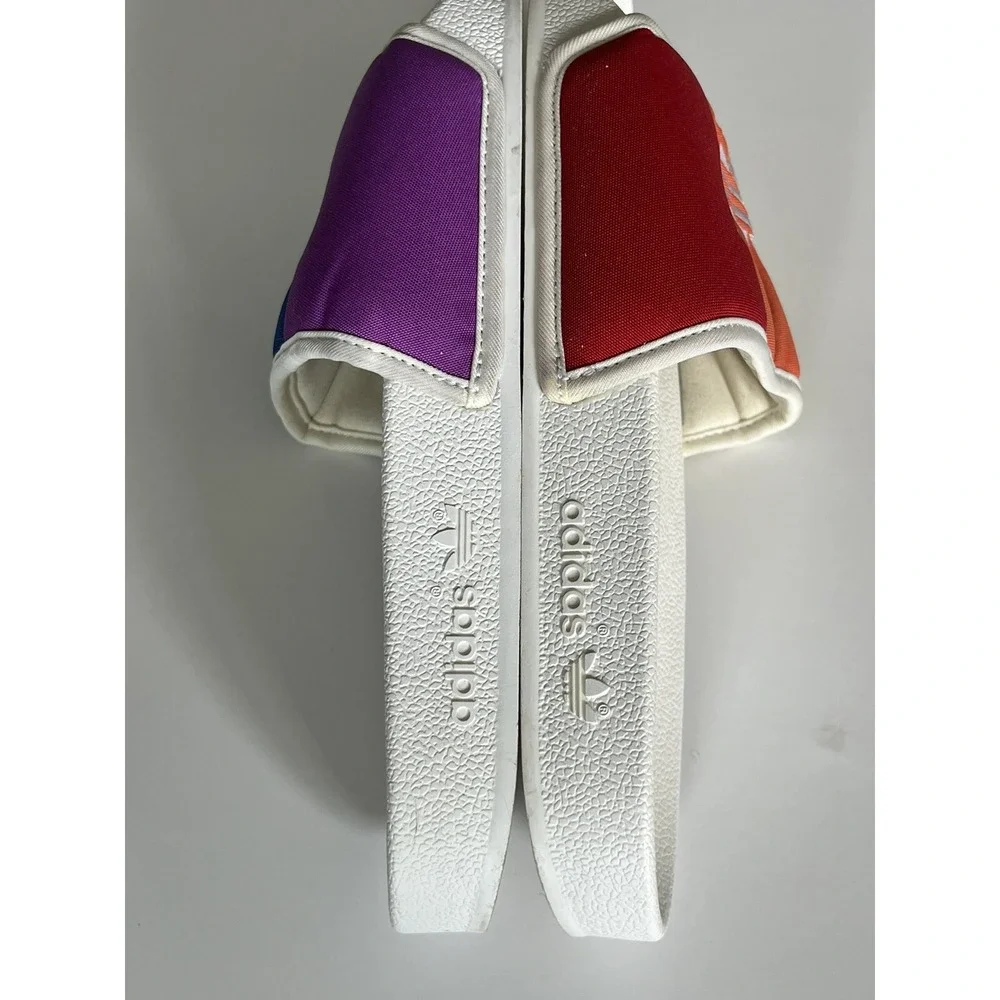 Adidas Slides Men's 9 Sandals Love United Rainbow Pride Slip On‎